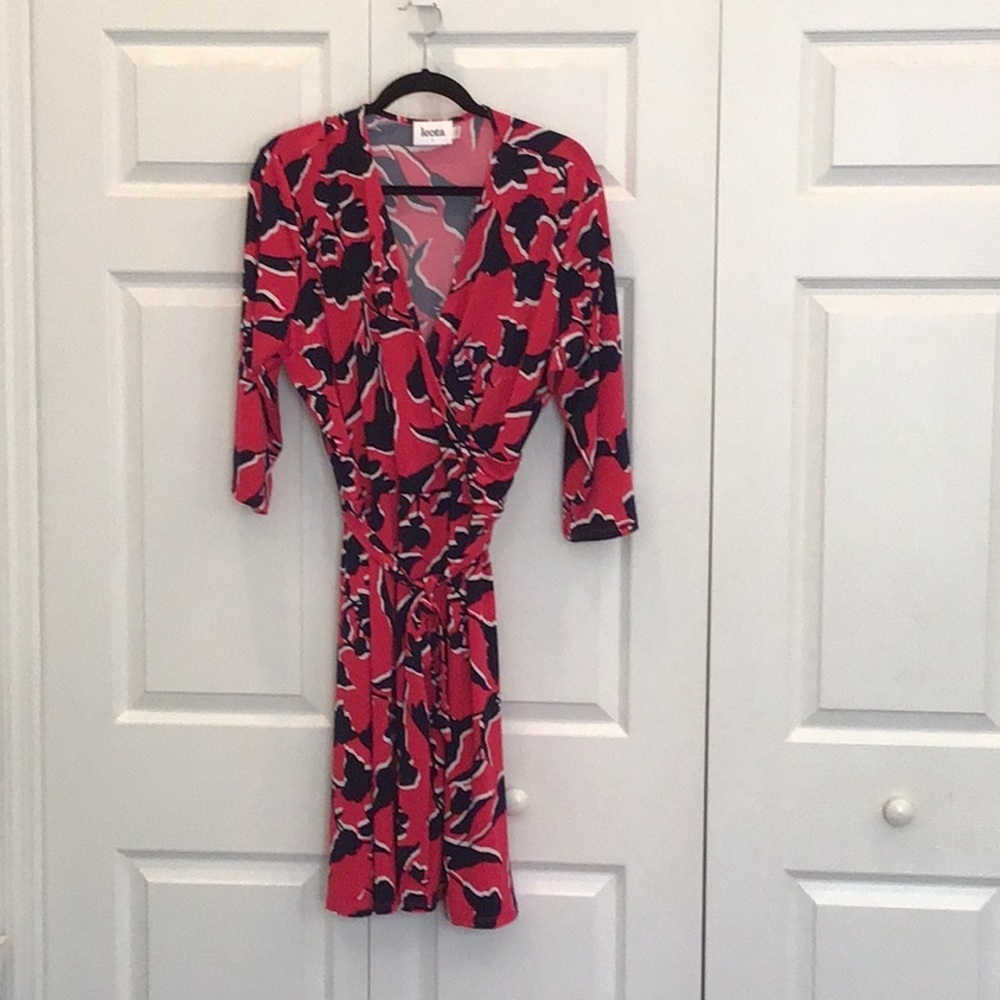 # Beautiful red & navy 3X Faux wrap dress